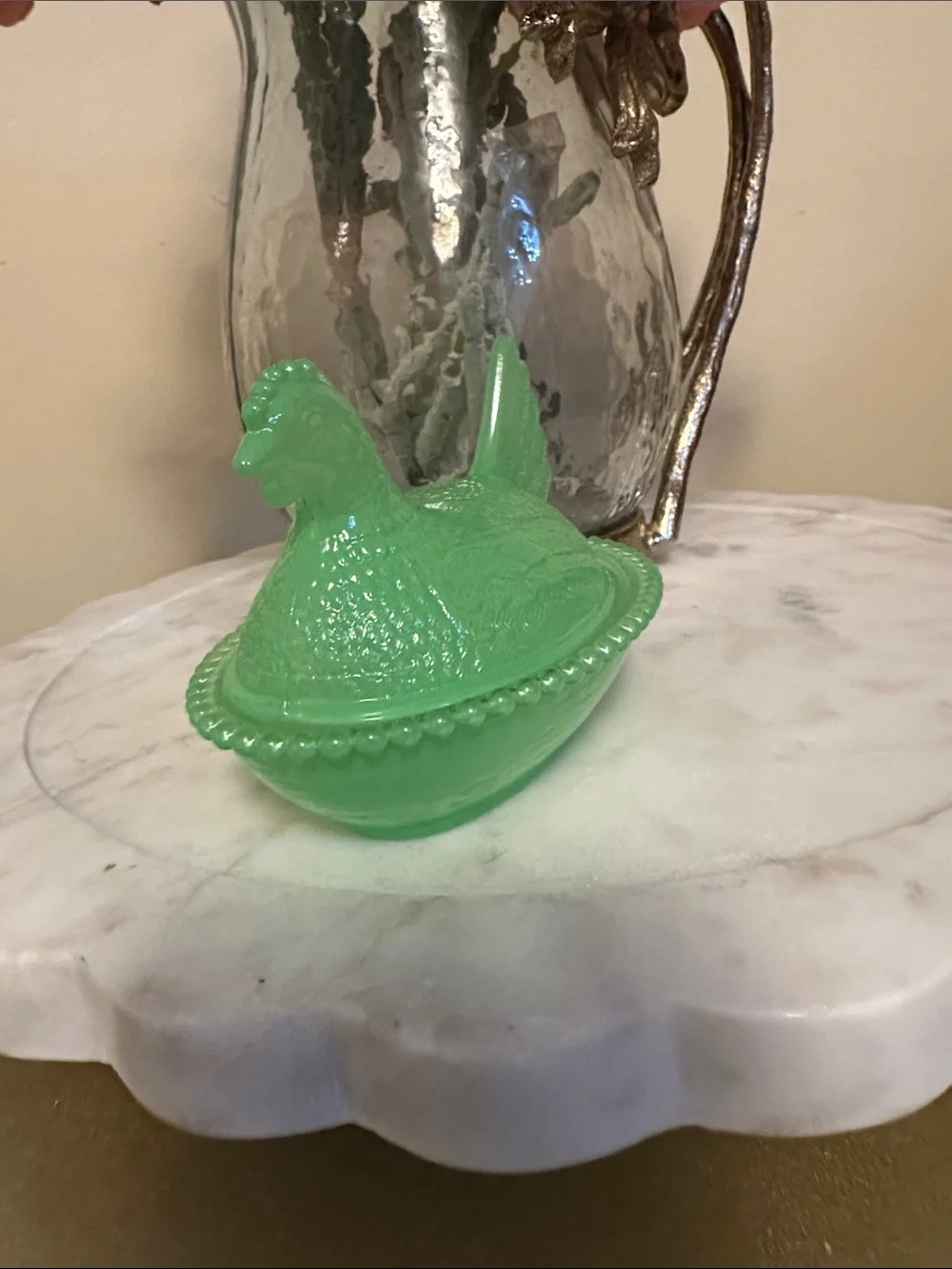 Green Hen Covered Dish - Decorative Kitchen Serving Bowl